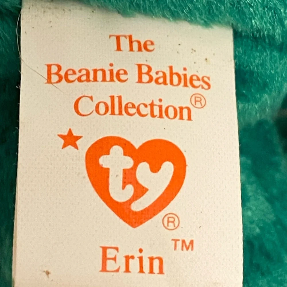 TY Erin Beanie Baby Babies Erin embroidered shamrock teddy bear 90s 1997 vintage - Picture 5 of 16